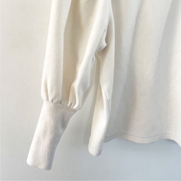 Madewell Cozy Puff Sleeve Top Antique Cream Brushed Fleece Minimalist Essential - Picture 3 of 10